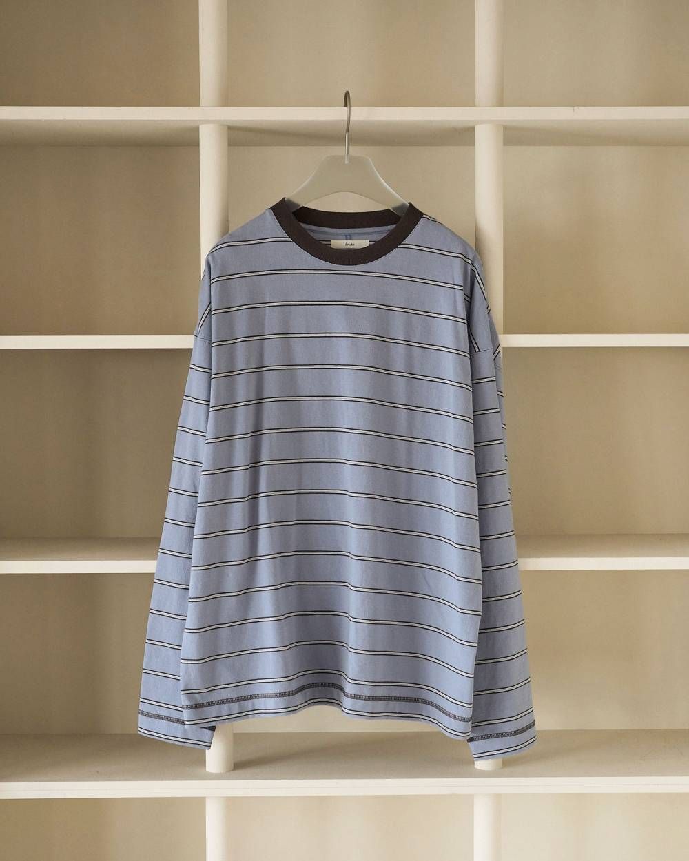 ボーダー ルーズロンT (アイスブルー) Border Loose Long T-shirts (Ice blue) /  26AW