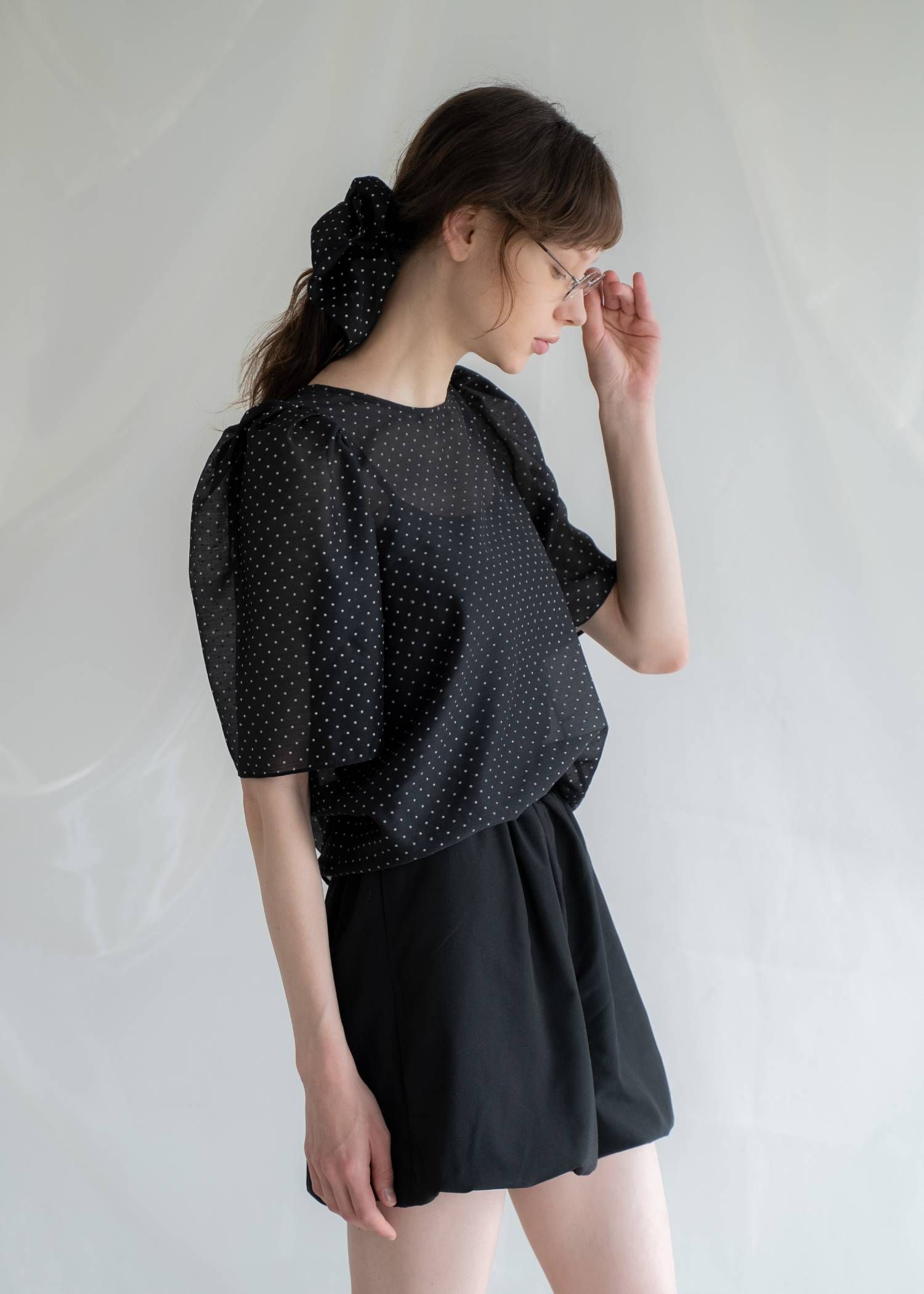 UVカット バルーンショートパンツ (ブラック) balloon hem UV cut gather volume S/PT (Black) /  26SS