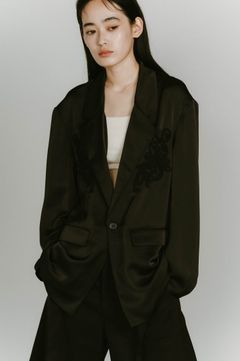 embroidered satin jacket / エンブロイド サテンジャケット (ブラック) / 25SS