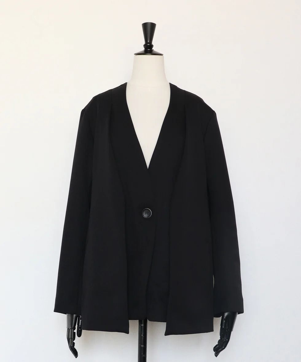2WAY肩掛けノーカラージャケット (ブラック) Collarless Jacket (Black) /  26AW