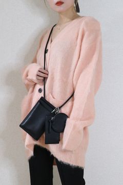 ALPACA WOOL STRAIGHT CARDIGAN / アルパカウール ストレートカーディガン (ピンク) / ふわふわカーディガン / 体型カバー