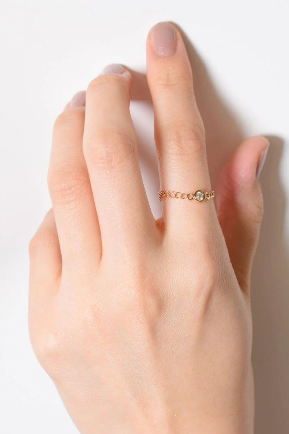 GYPPHY - SINGLE MOISSANITE CHAIN RING / シングル