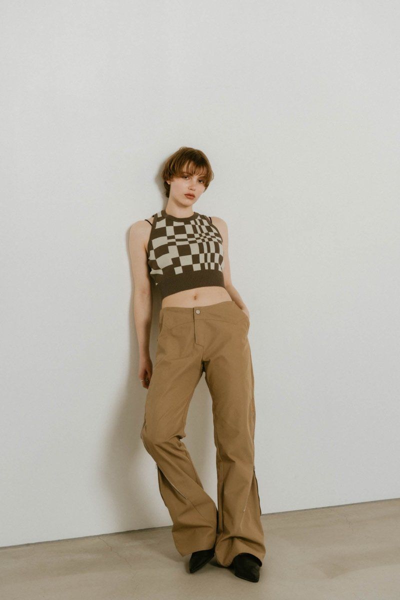 2piece zip flare pants / 2ピース ジップフレアパンツ (ベージュ) / 25SS