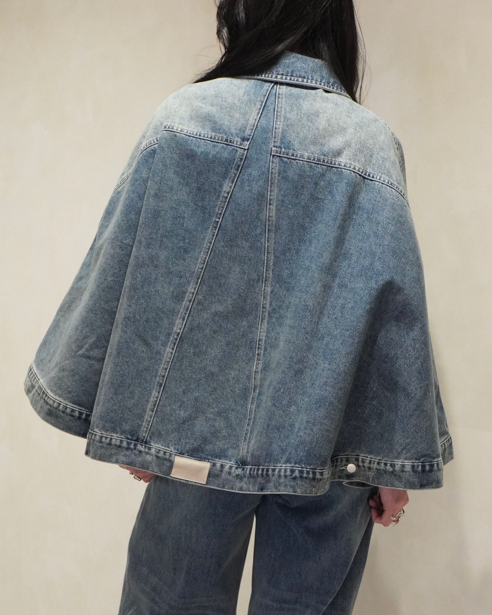 trucker detail denim poncho JK / トラッカー ポンチョ デニムジャケット (L/blue) / 26SS