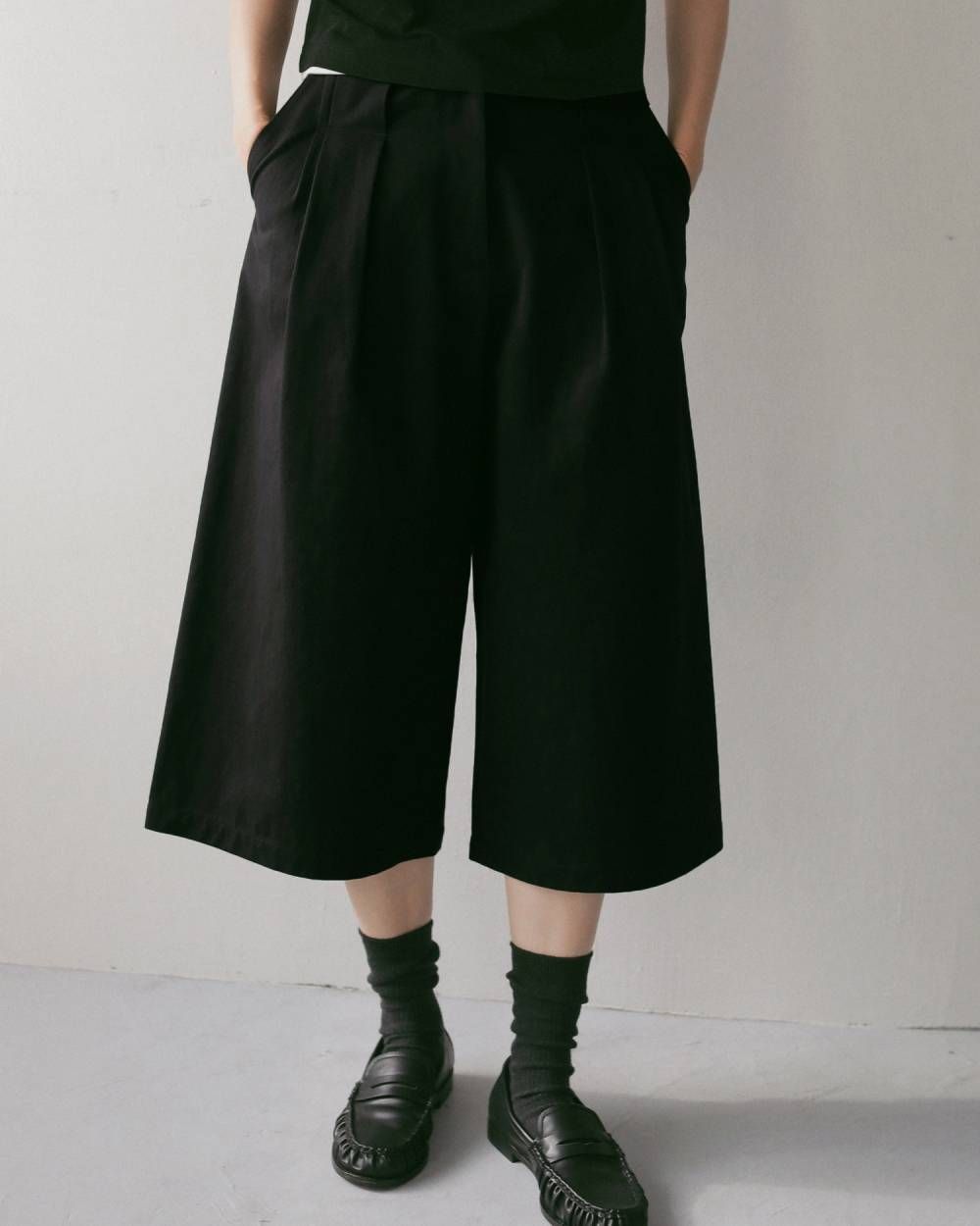 タック バミューダパンツ (ブラック) Tuck Bermuda Pants (Black) / 27SS