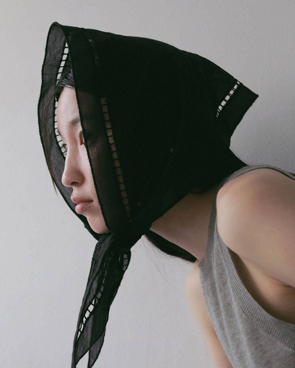 カットワークスカーフ (ブラック) Cutwork Scarf (Black) / 27SS