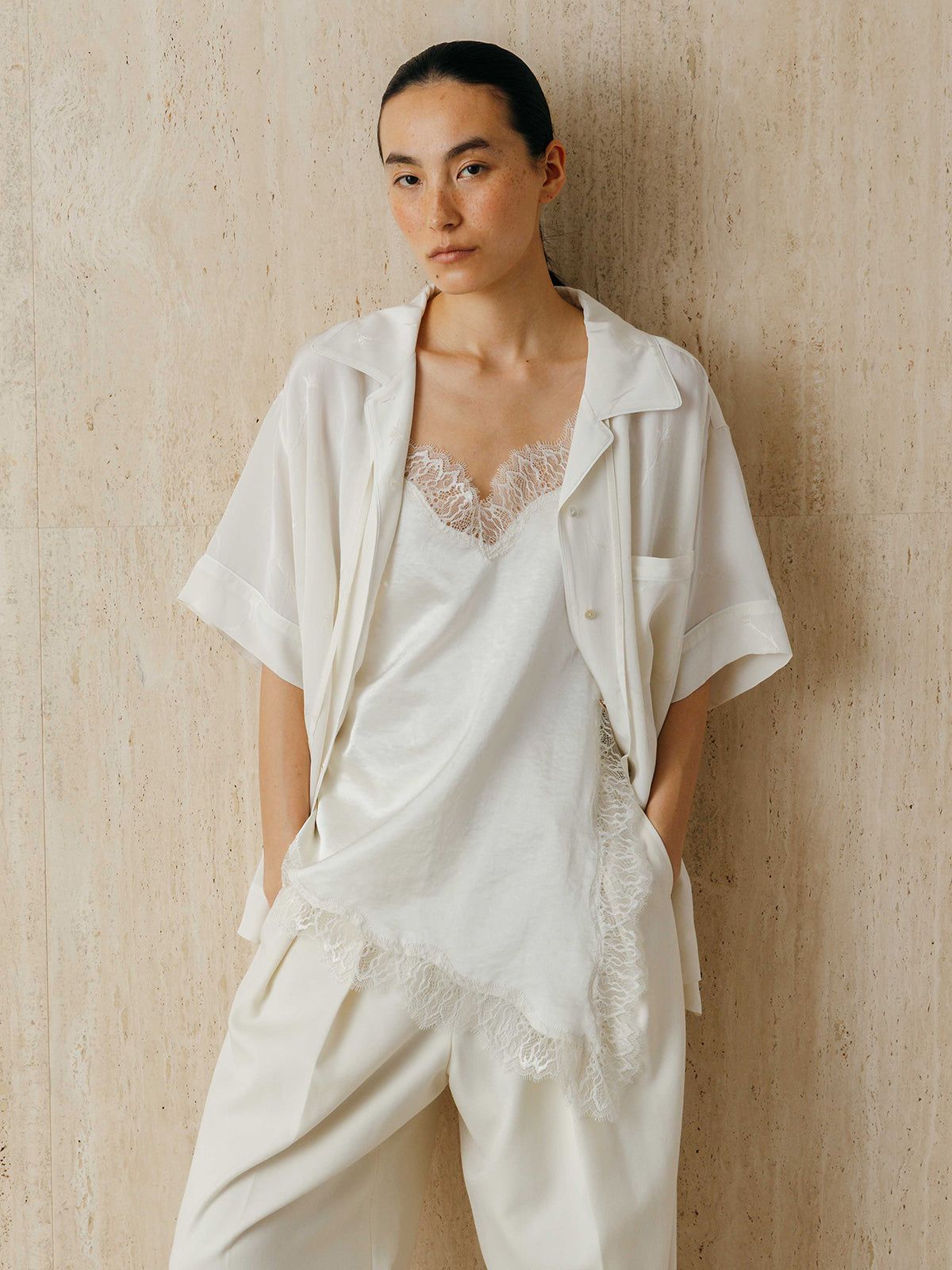 サテンジャガードシャツ (アイボリー) SATIN JQ SHIRTS (Ivory) /  26SS