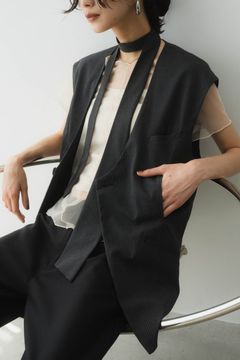 2way collarless gilet / 2ウェイ カラーレスジレ (ストライプ) / ユニセックス