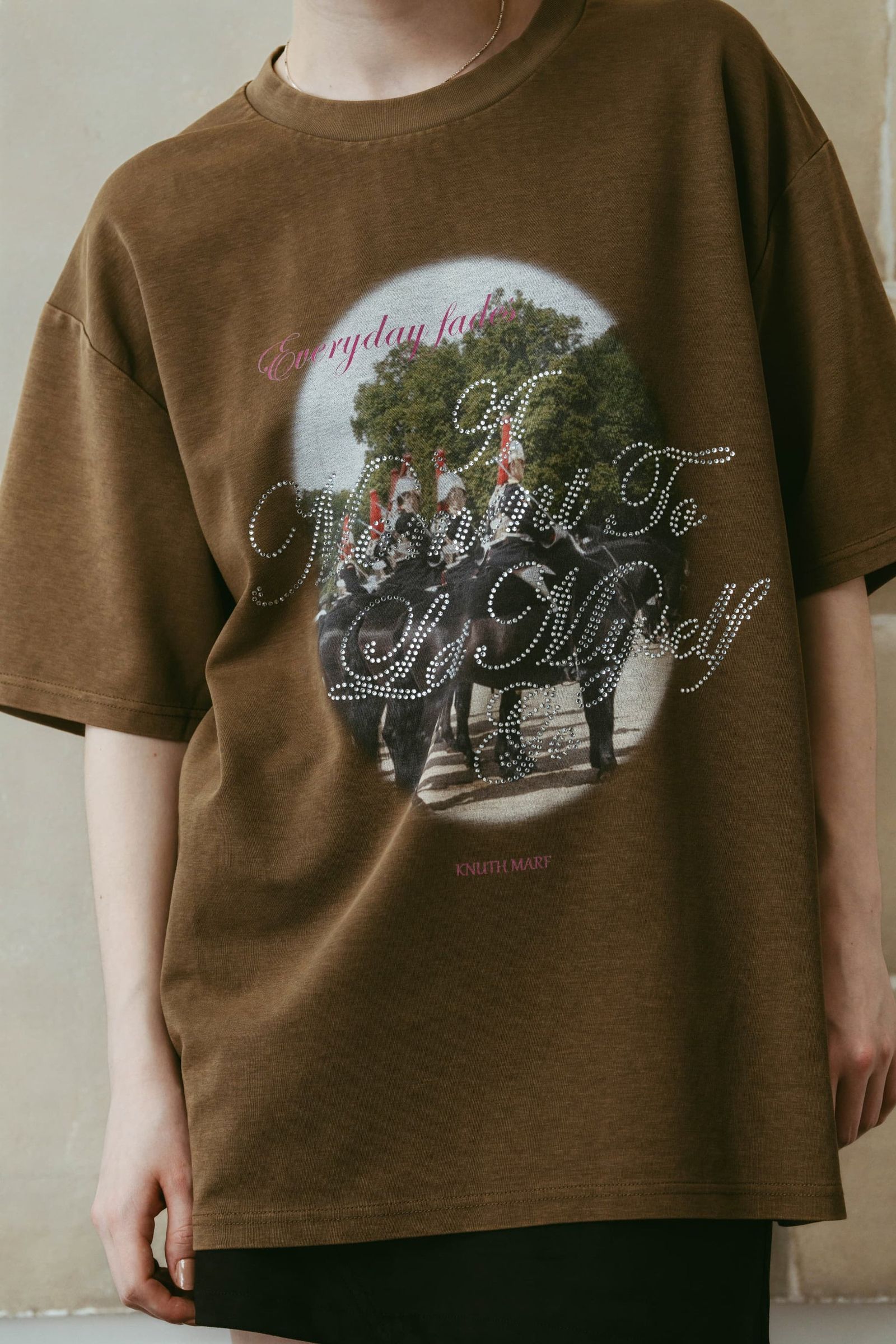 ラインストーングラフィックTシャツ (ベージュ) rhinestone graphic tee(unisex) (Beige) /  26SS