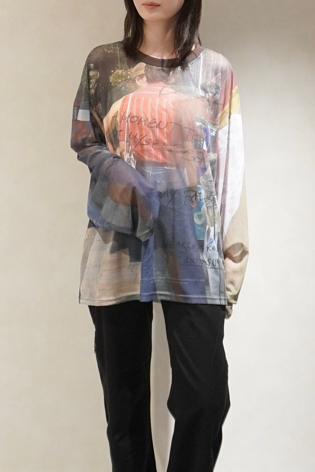 シアープリント ロングスリーブTシャツ (オジ) oji sheer long-sleeve tee(unisex) (Oji) /  26SS