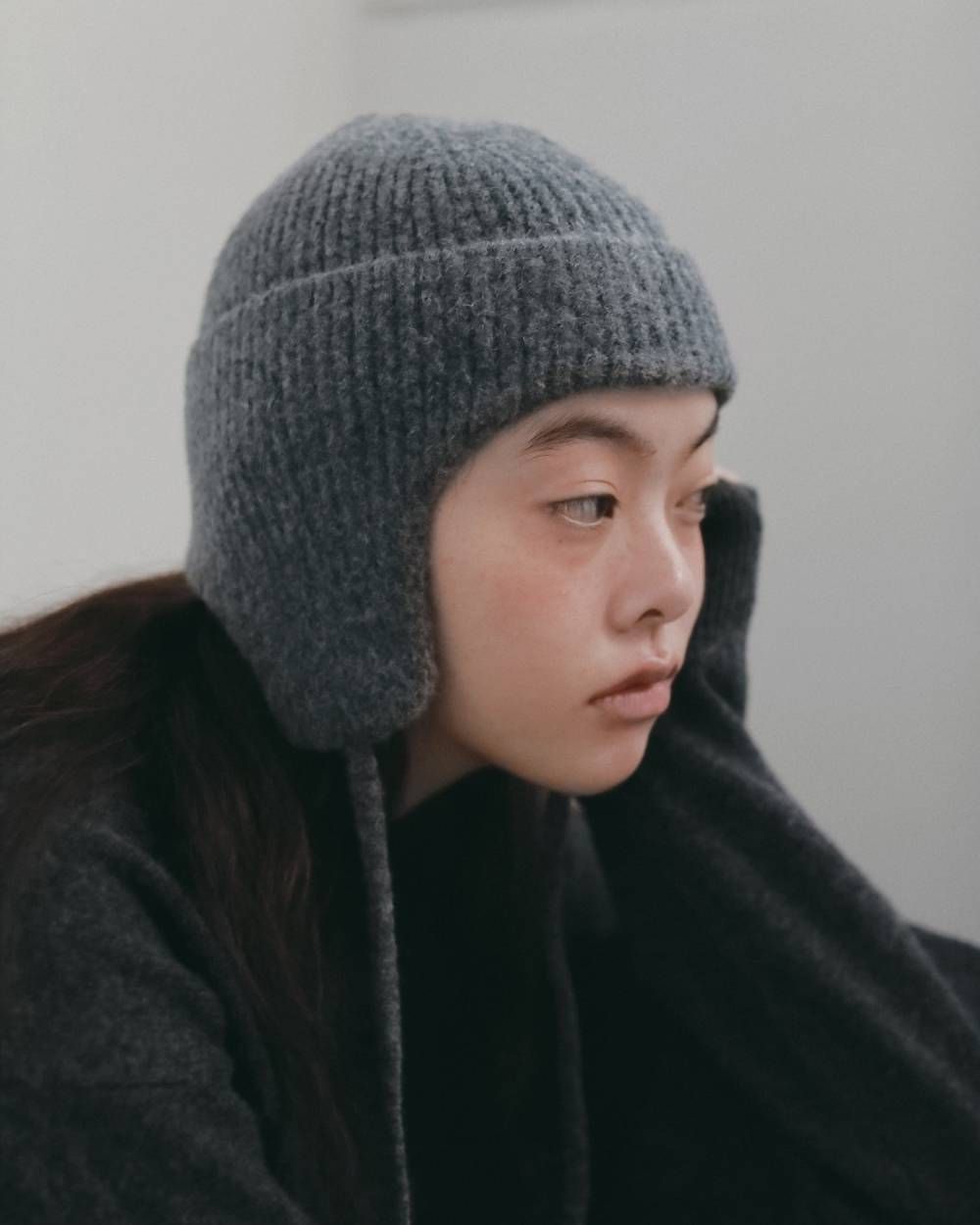 リブニット フライトキャップ (チャコールグレー) Ribknit Flight Cap (Charcoal gray) / 26AW 【6月29日まで期間限定予約】