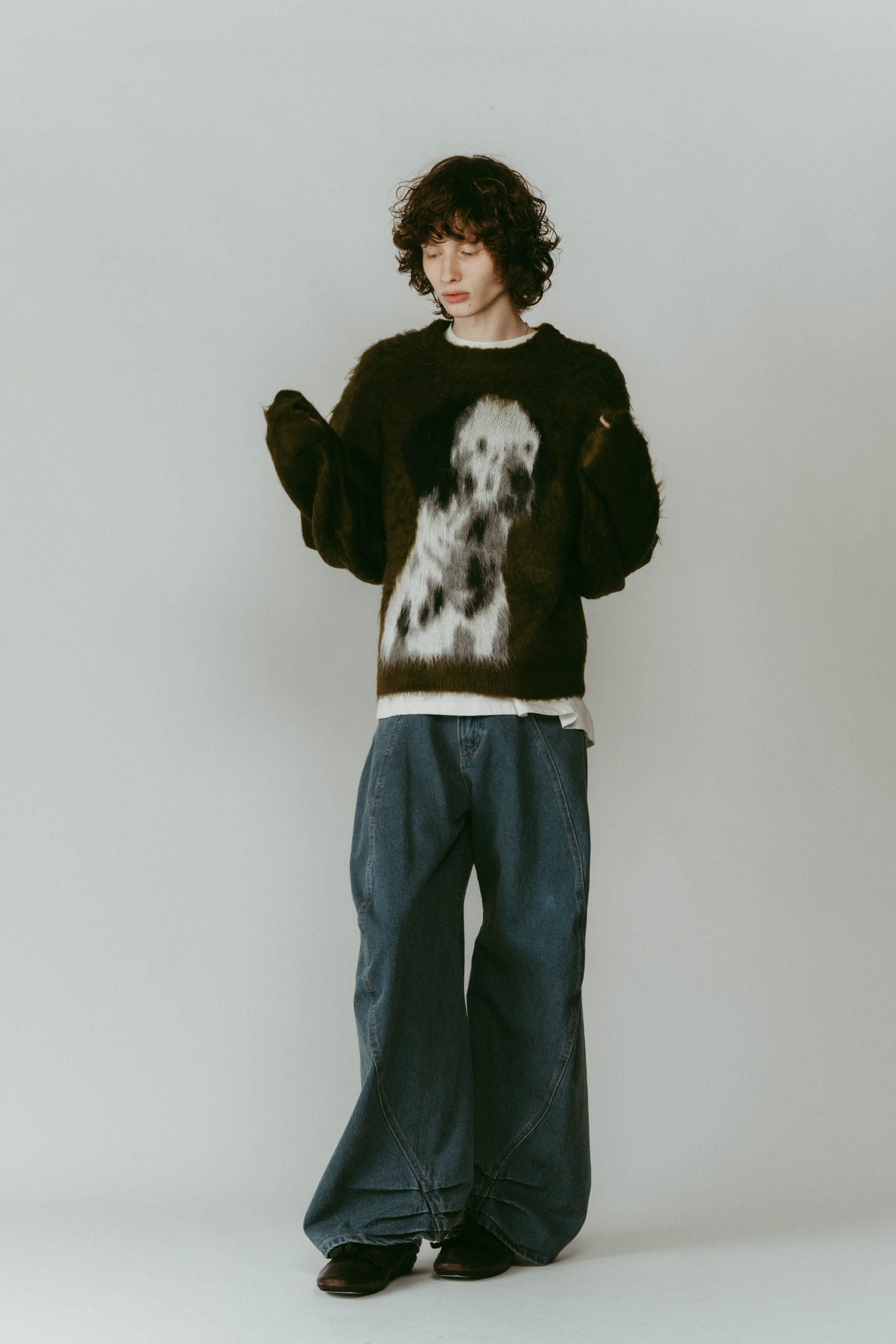 dalmatian shaggy knit(unisex) / ダルメシアン シャギーニット (グリーン) / 25AW