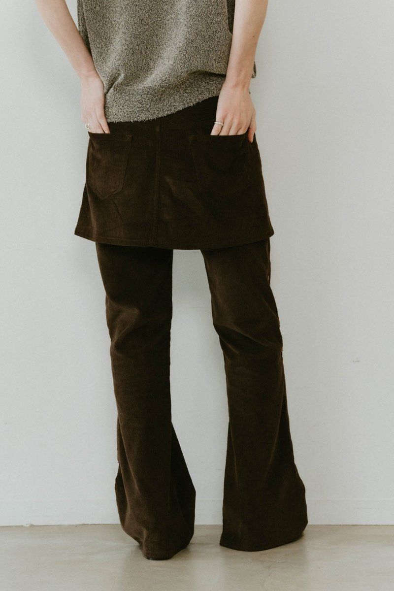 2piece zip flare pants / 2ピース ジップフレアパンツ (ブラウン) / 25SS