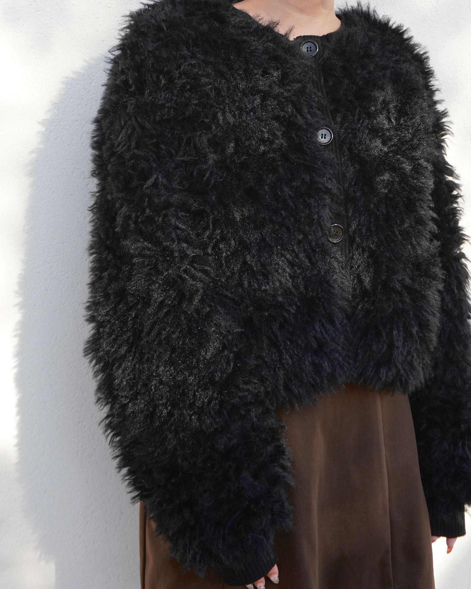 【25AW】2Way Fur×Knit Tops (ブラック) / 2ウェイファー×ニットトップス / エコファー / フェイクファー