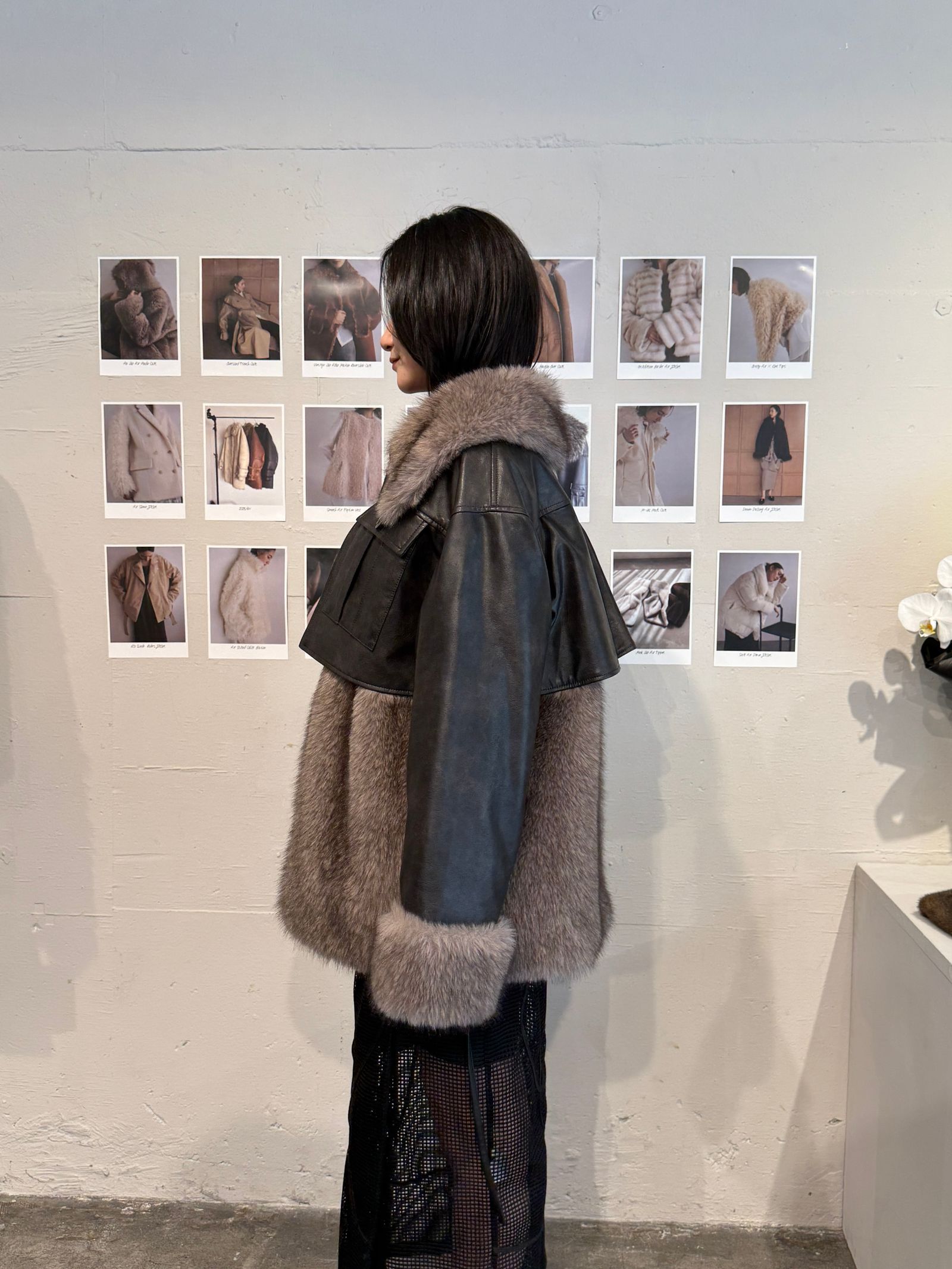 【25AW】Leather Docking Fur Jacket (ブラック) / レザードッキングファージャケット / エコファー / フェイクファー