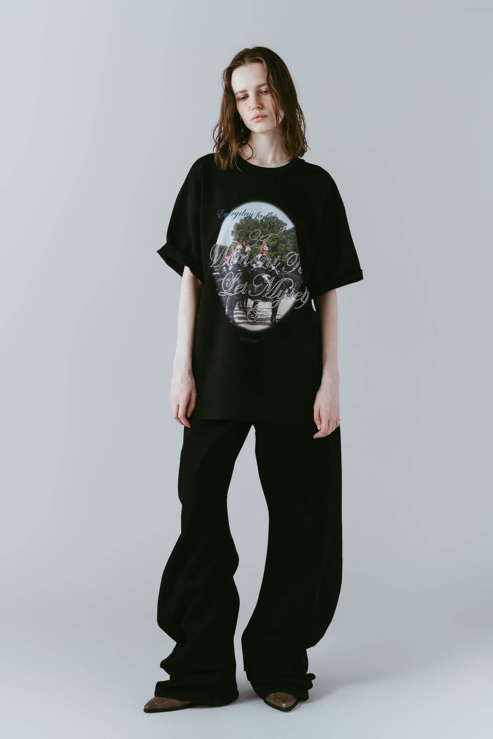 ラインストーングラフィックTシャツ (ブラック) rhinestone graphic tee(unisex) (Black) /  26SS