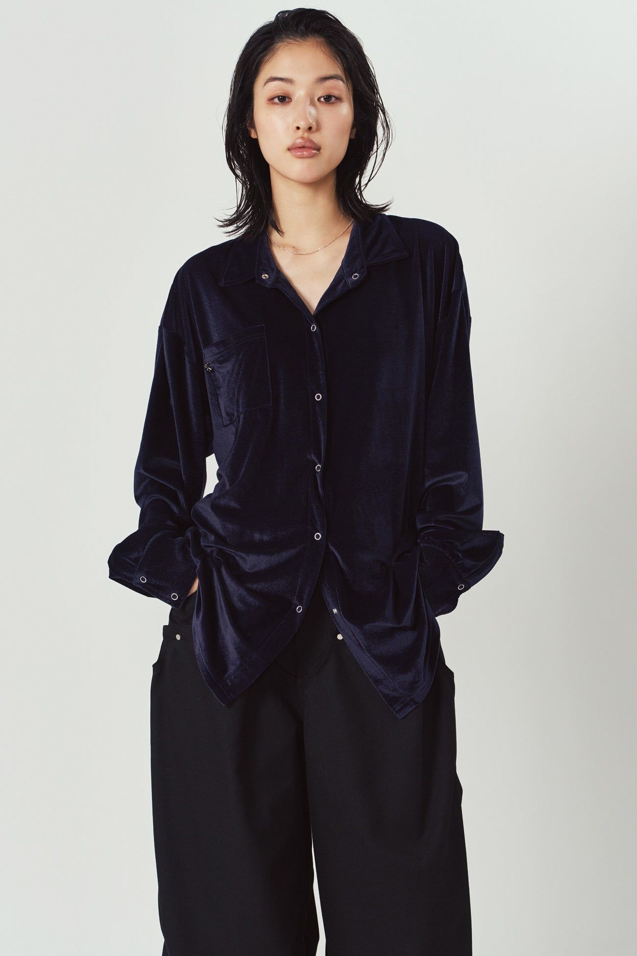 2ウェイ ベロアシャツ (ネイビー) 2way velour shirt (Navy) / 26AW