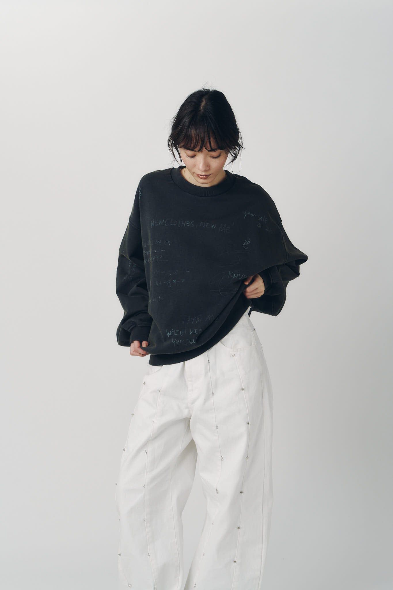 メッセージ スウェット (チャコール) message sweatshirt(unisex) (Charcoal) / 26AW