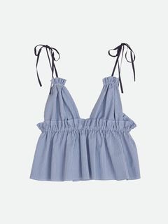 STRIPE GATHER BUSTIER TOPS / ストライプ ギャザー ビスチェトップス (ブルー)