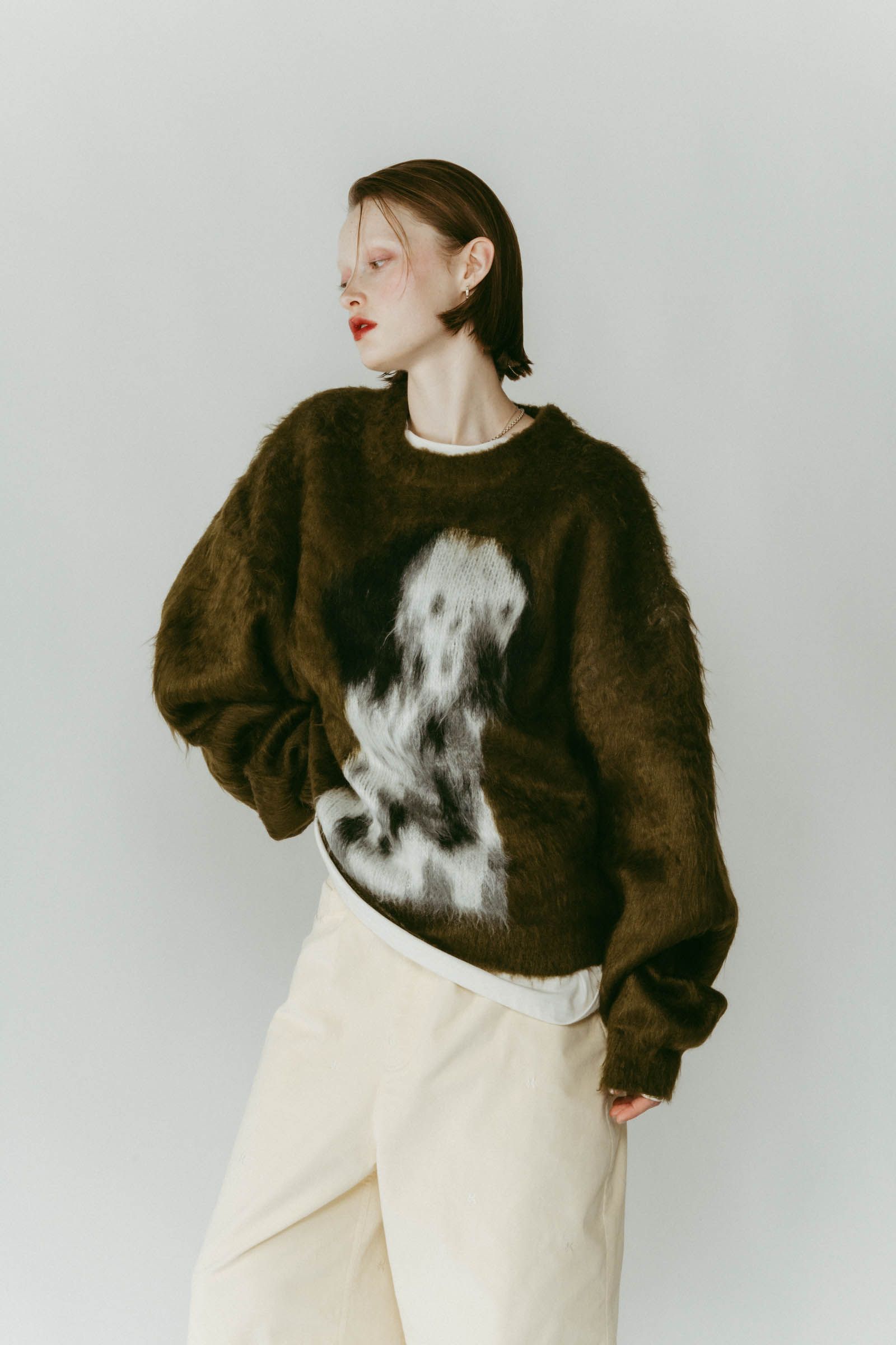 dalmatian shaggy knit(unisex) / ダルメシアン シャギーニット (グリーン) / 25AW