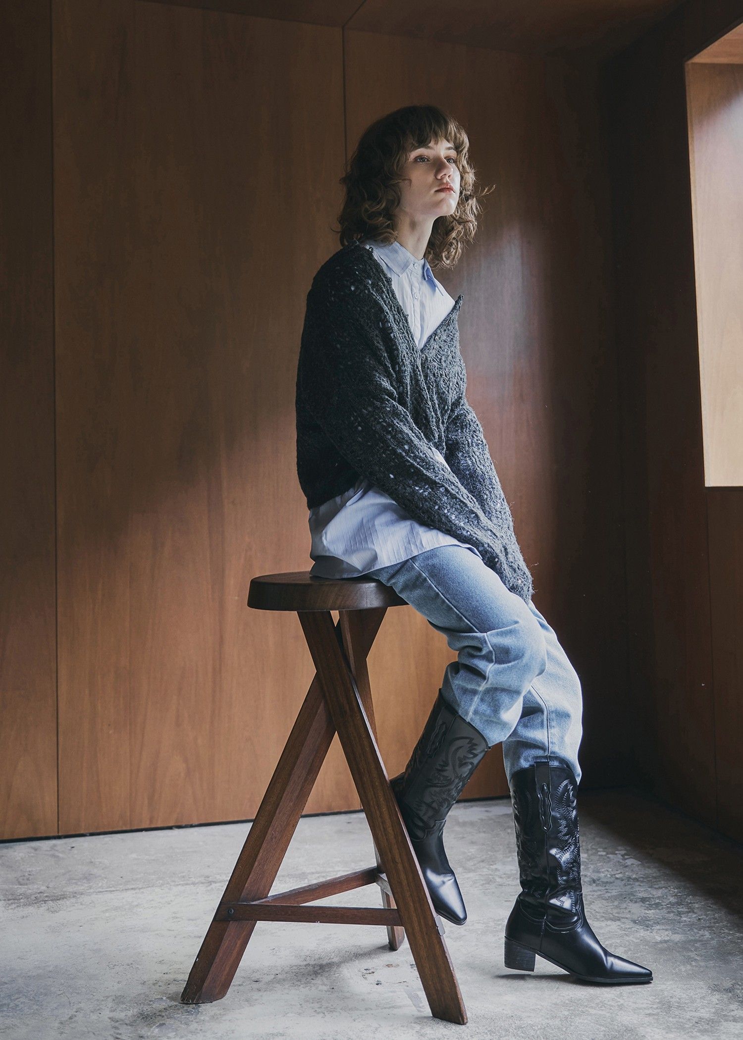 elastic waist more high denim PT / ウエストハイカットデニムパンツ (ブルー) / 25AW /