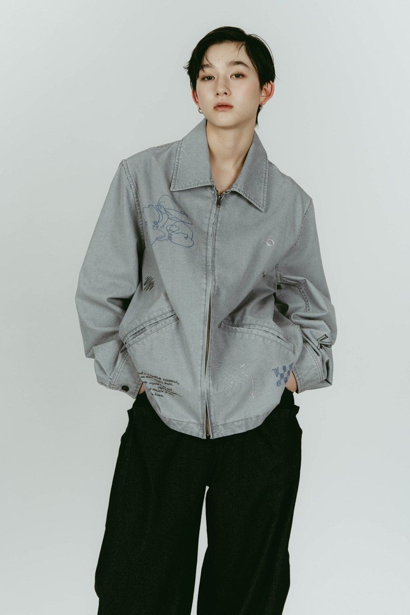 embroidered jacket(unisex) (Blue) / レタリング刺繍 ジャケット (ブルー) / 26SS