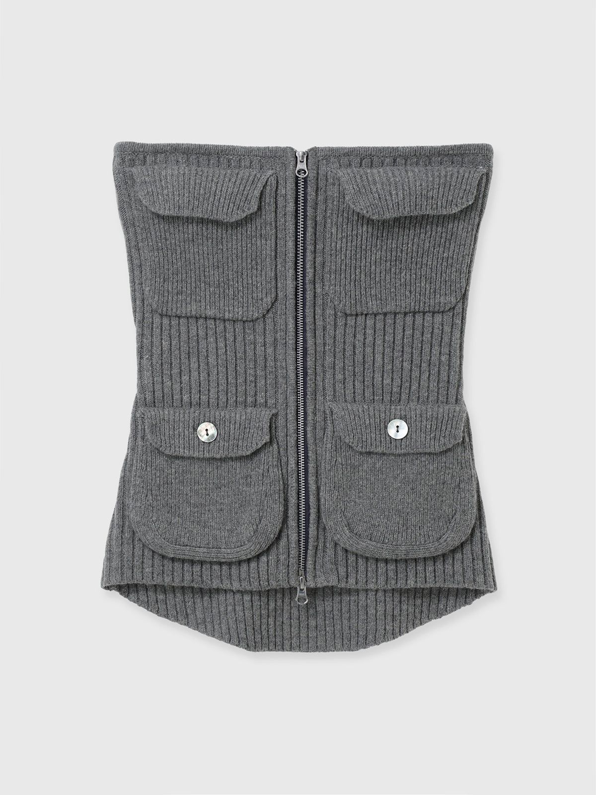 【25AW】MILITALY KNIT BUSTIER / ミリタリー ニットビスチェ (グレー)