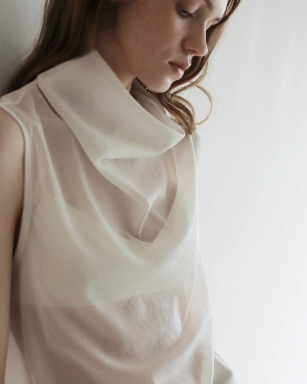 シフォン ノースリーブ トップス (アイボリー) Sleeveless Chiffon Tops (Ivory) / 27SS