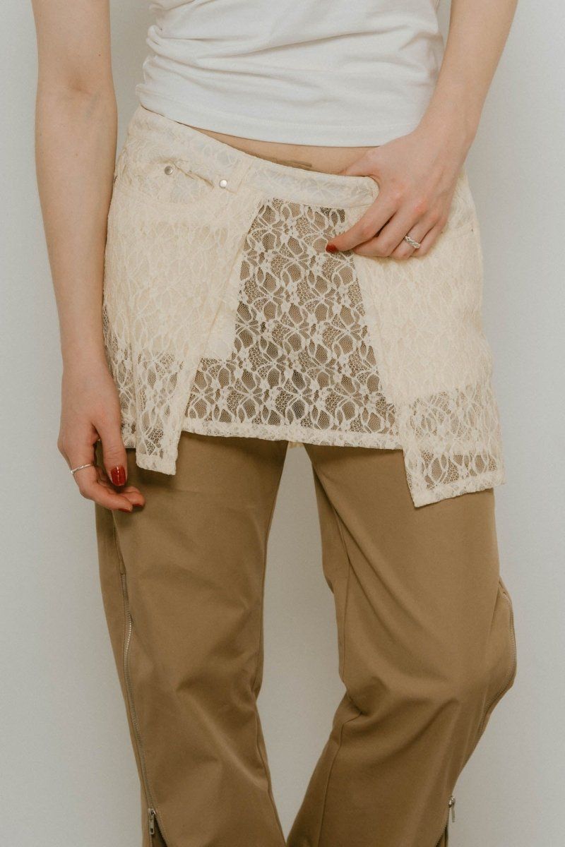 2piece zip flare pants / 2ピース ジップフレアパンツ (ベージュ) / 25SS