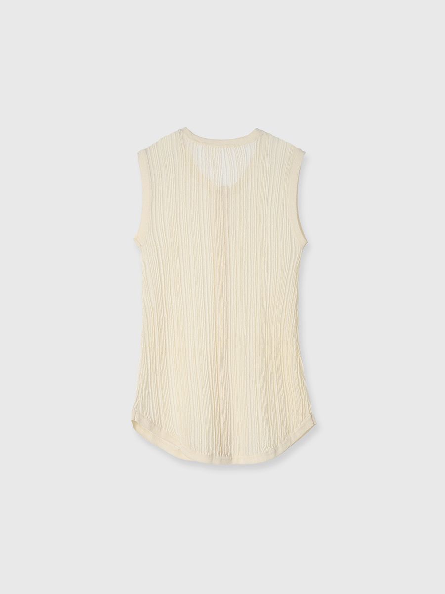 CREDONA - 【25SS】EURO HOOK SHEER RIB TOP / シアーリブトップ
