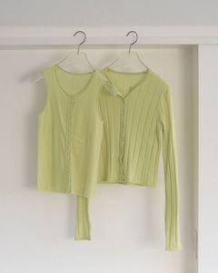 Cotton Layered Cardigan / コットン レイヤードカーディガン (Lime green) / 26SS