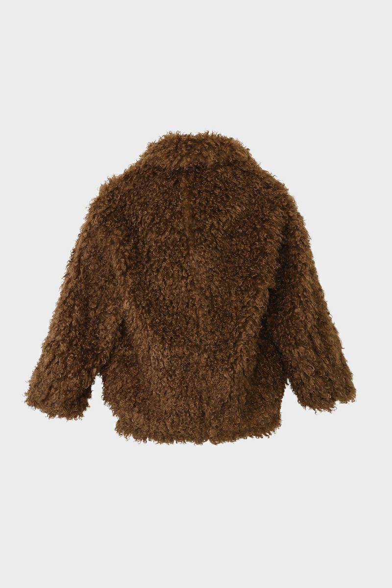 【25AW】CRINPED BOA MIDDLE COAT / クリンプドボアミドルコート (ブラウン)