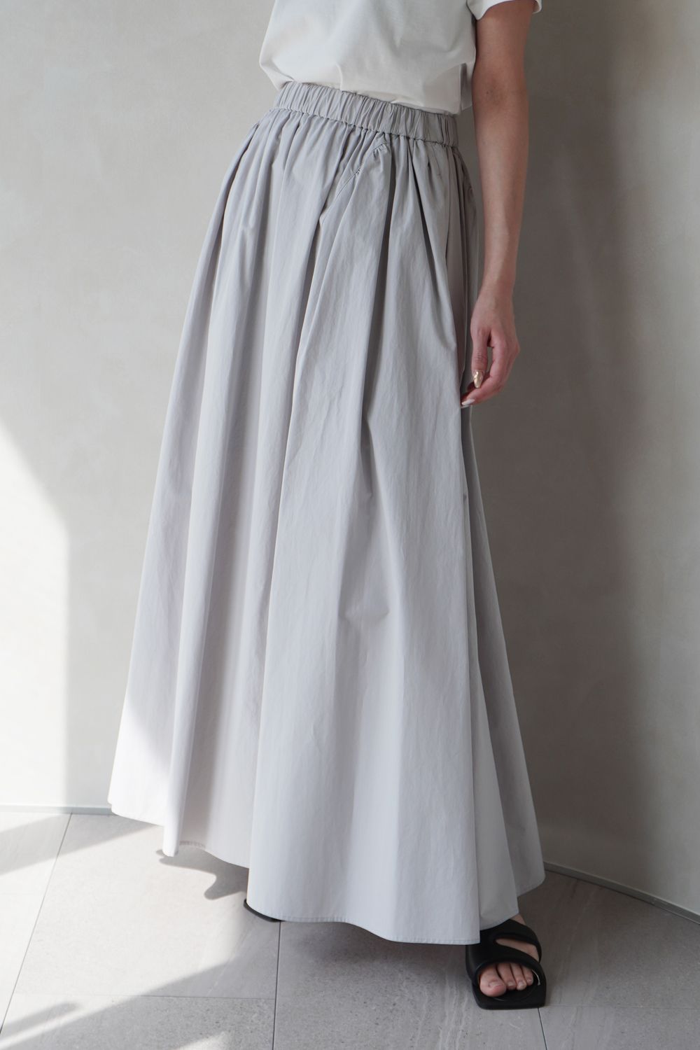 COTTON GATHER VOLUME SKIRT / コットンギャザーボリュームスカート (グレー)