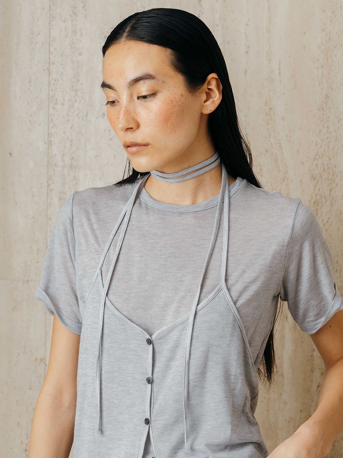 レイヤードカットトップス (グレー) LAYERED CUT TOPS (Gray) /  26SS