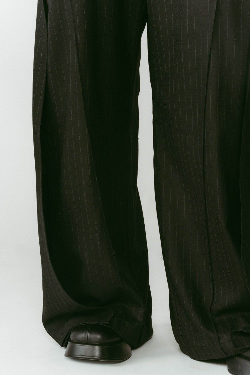 pierced drape pants(unisex) / ピアス ドレープ パンツ (ストライプブラック) / 25AW