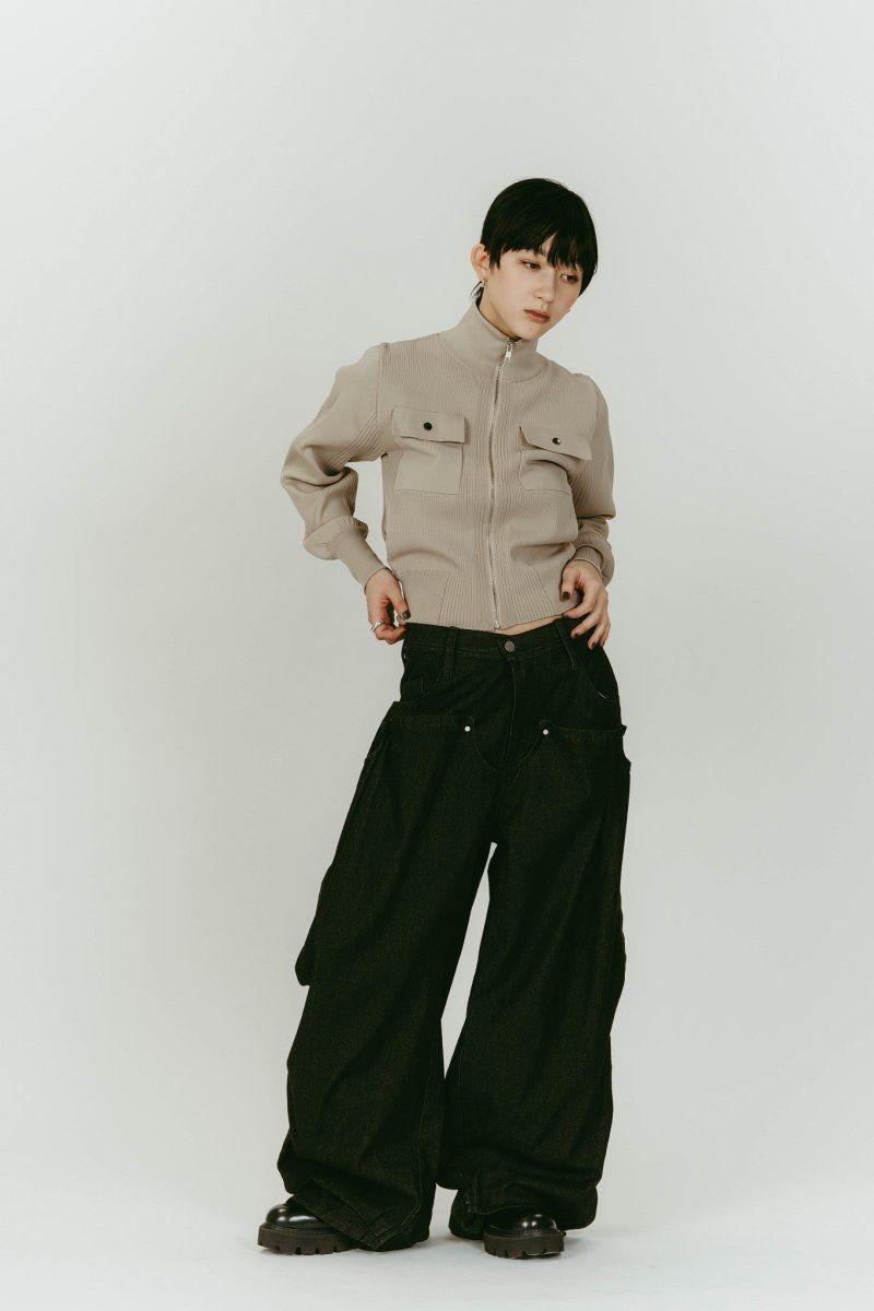 cling drape denim pants(unisex) (Black) / ドレープデニムパンツ (ブラック) / 26SS