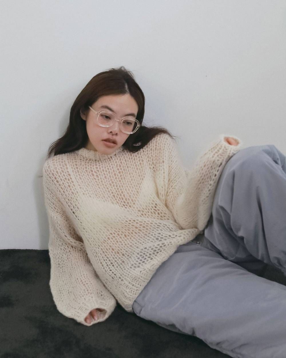 ローゲージモヘアニット (アイボリー) Lowgauge Mohair Knit (Ivory) / 26AW 【6月29日まで期間限定予約】