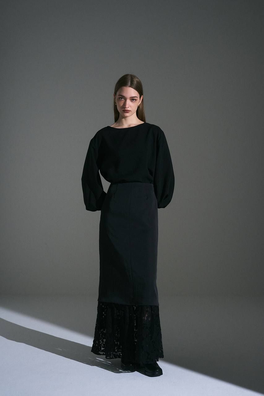 バックチュール シアーブラウス (ブラック) Sheer Tulle Blouse (Black) / 26AW *