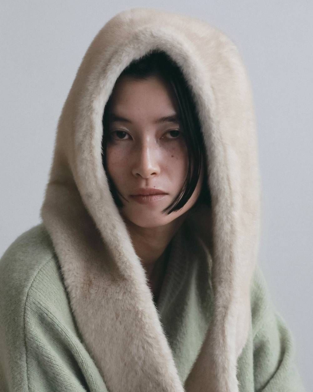 エコミンクファー フーディ (アイボリー) Eco Minkfur Hoodie (Ivory) / 26AW 【6月29日まで期間限定予約】