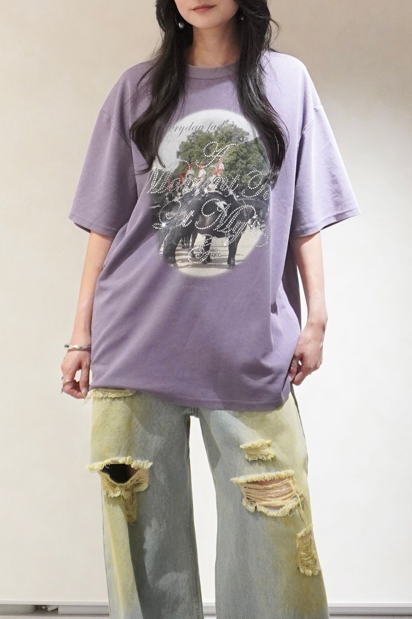 ラインストーングラフィックTシャツ (パープル) rhinestone graphic tee(unisex) (Purple) /  26SS