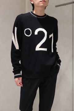 BI-COLOR LOGO KNIT TOPS / バイカラーロゴニットトップス / ユニセックス (ブラック)