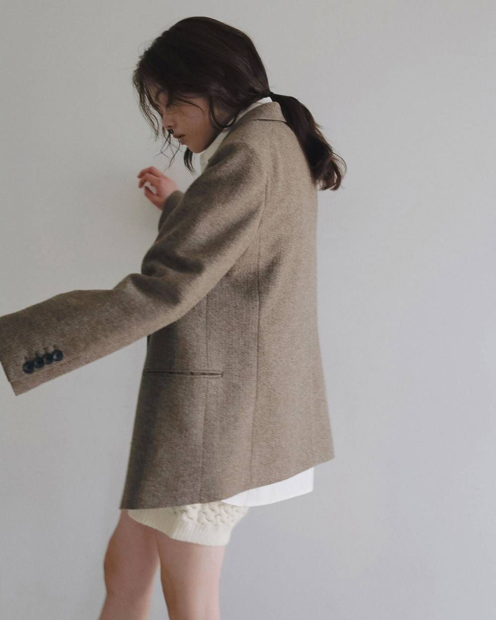 ヘリンボーン ウール ジャケット (ベージュ) Herringbone Wool Jacket (Beige) /  26AW