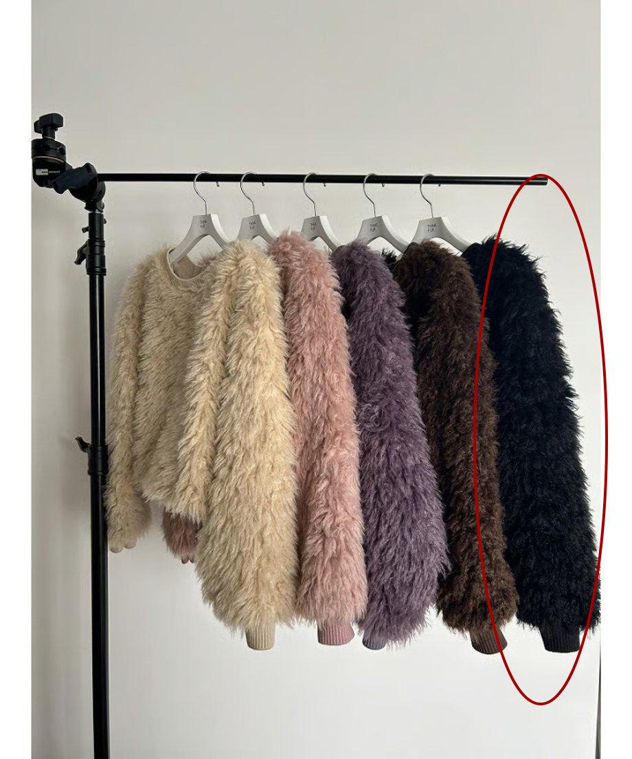 【25AW】2Way Fur×Knit Tops (ブラック) / 2ウェイファー×ニットトップス / エコファー / フェイクファー