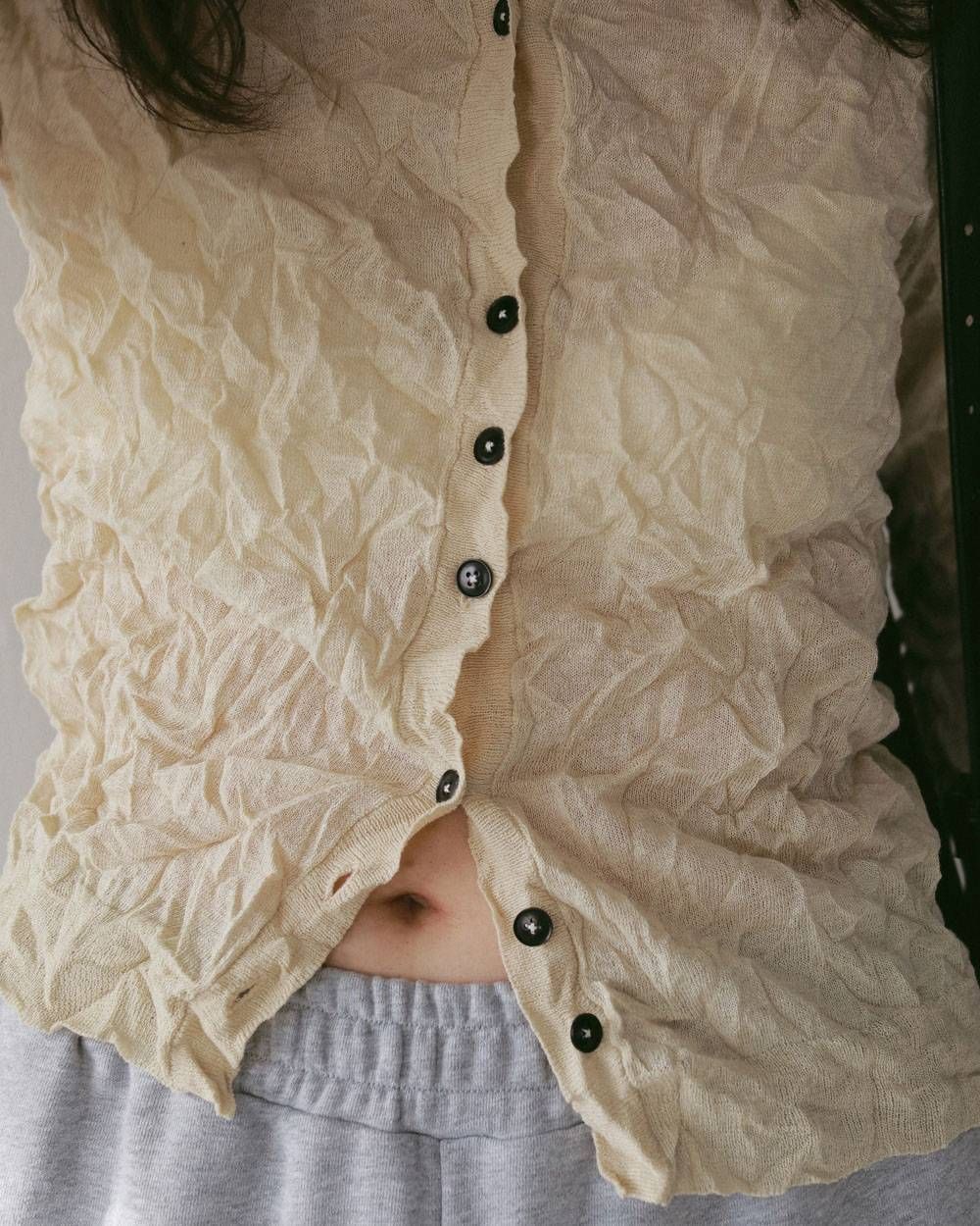 ウォッシャーニットカーディガン (クリーム) Washer Knit Cardigan (Cream) / 27SS
