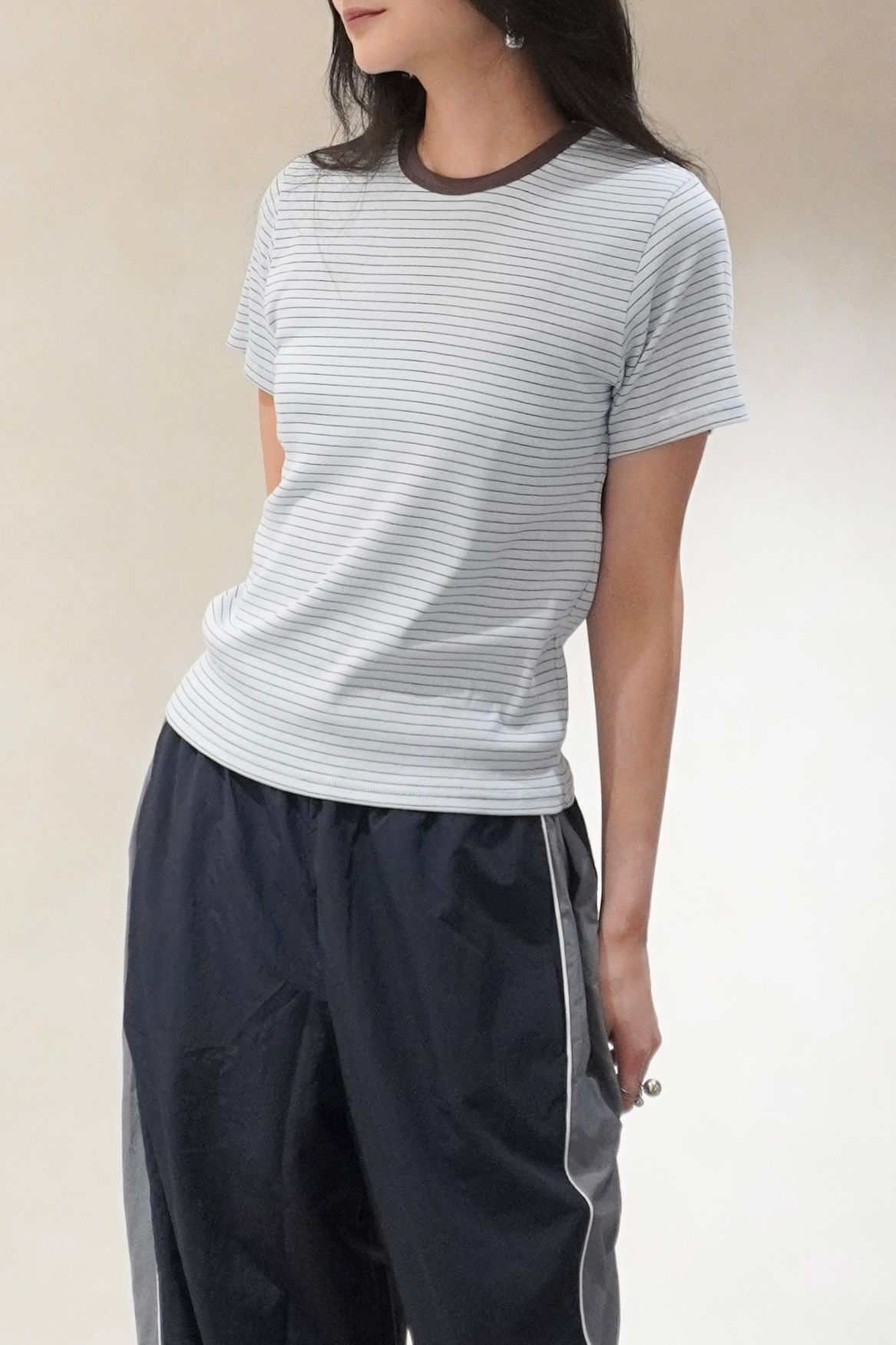 コンフォートスリムボーダーTシャツ (ライトブルー) Slim Border T-shirt (Light blue) /  26SS