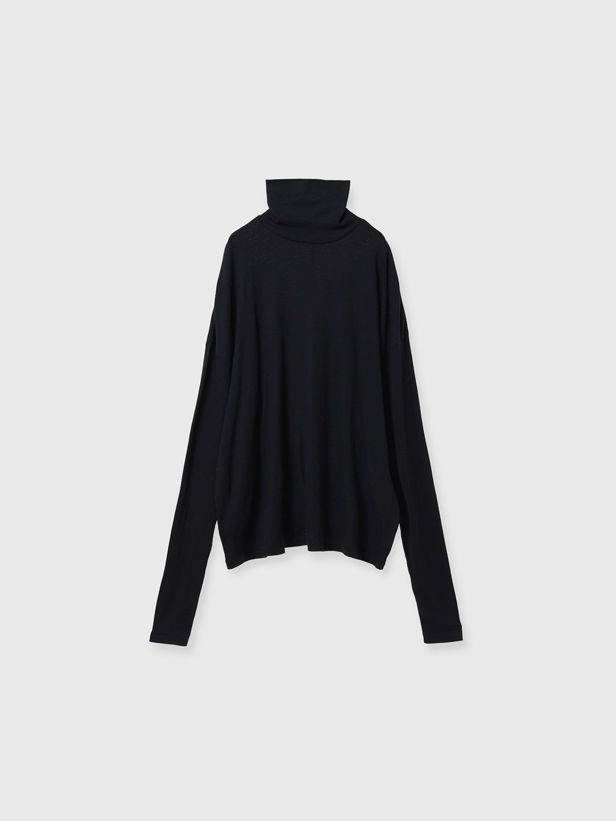 【25AW】FINE WOOL OVER HIGH NECK TOPS / ファインウール ハイネックニットトップス  (ブラック)