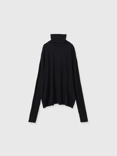 【25AW】FINE WOOL OVER HIGH NECK TOPS / ファインウール ハイネックニットトップス  (ブラック)