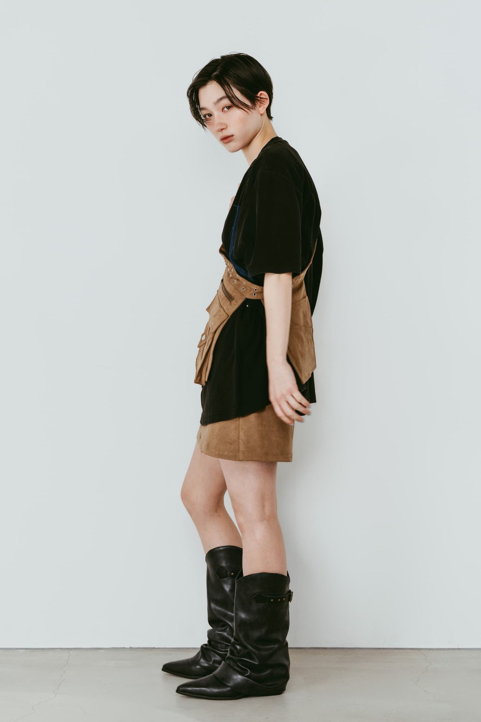 レイヤード スエードスコート (ブラウン) layered suede skort (Brown) /  26SS