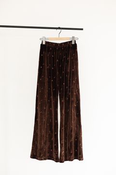 チェリーエンブロイダリーベロアパンツ (ブラウン) Cherry Embroidered Velour Pants (Brown) /  26SS