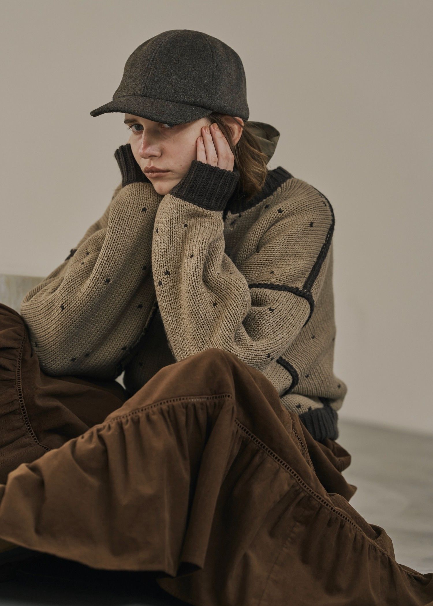 heart dot jacquard reversible cropped knit cardigan / ハートドット ジャガード リバーシブルクロップドカーディガン (ブラウン×モカ) / 25AW